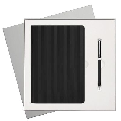 Подарочный набор Rain, черный (ежедневник, ручка) (Черный, серый)