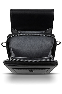 Сумка наплечная BUGATTI Almata, чёрная, полиуретан, 11х4х19 см