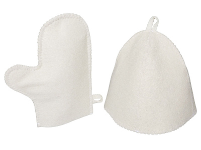 Банный набор из шапки и рукавицы Renew (Белый) Банный набор из шапки и рукавицы Renew (Белый)