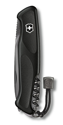 Нож перочинный VICTORINOX RangerGrip 55 Onyx Black, 130 мм, 12 функций, с фиксатором лезвия, чёрный