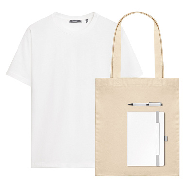 Набор с одеждой KRIS (футболка, ежедневник, ручка, шоппер), белый, XL (Чёрный) Набор с одеждой KRIS (футболка, ежедневник, ручка, шоппер), белый, XL (Чёрный)