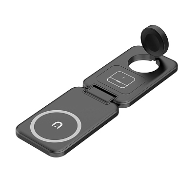 Складная беспроводная (15W) зарядная станция "Slap" с MagSafe, черный