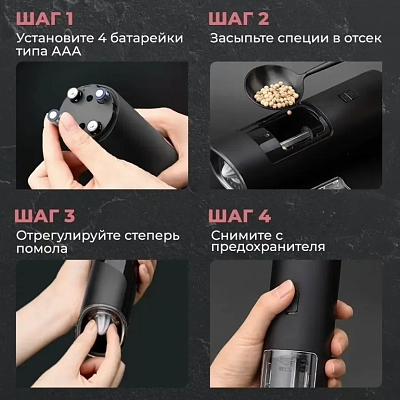 Электрическая мельница для специй Circle Joy Gravity Electric Grinder, черный