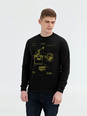 Свитшот Old Patents. Coffee Mill, черный (Чёрный)