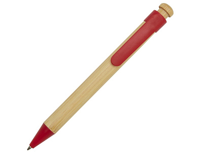 Ручка шариковая из бамбука и переработанной пластмассы Rattan (Натуральный/красный)