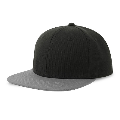 Бейсболка "SNAP BACK-S", 6 клиньев, пластиковая застежка (Черный, серый)