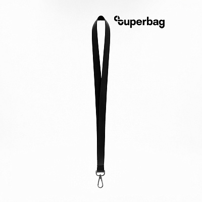 Лента для бейджа Flat, с карабином (черный) (Чёрный)