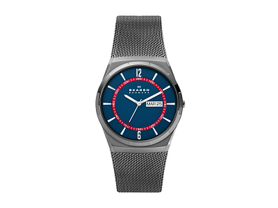 Часы наручные, мужские (Корпус- серый, циферблат- синий, крепление- серый)