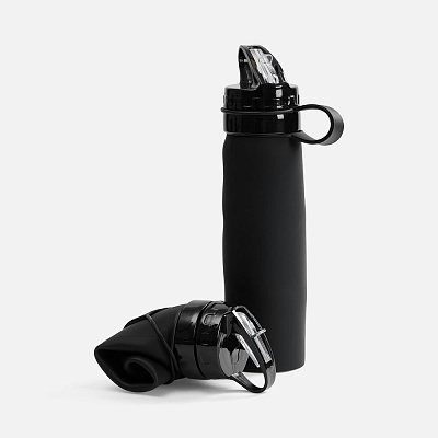 Складная бутылка для воды Langfossen, черная (Чёрный)