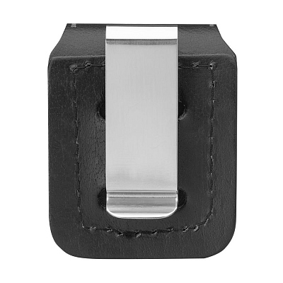 Чехол Zippo для зажигалки из натуральной кожи с клипом, черный, 57х30x75 мм