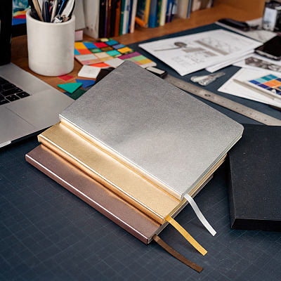 Бизнес-блокнот AURI, формат А5, бронзовый, блок в линейку