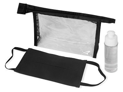 Набор средств индивидуальной защиты Лайт (Косметичка- прозрачный/черный, маска- черный)