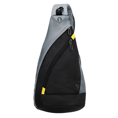 Рюкзак TORBER с одним плечевым ремнем /серый, полиэстер/добби, 25x15x45 см, 7 л (Черный)