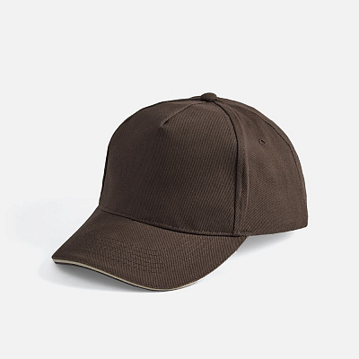 Бейсболка Long Beach, коричневая с бежевым (Бежевый)