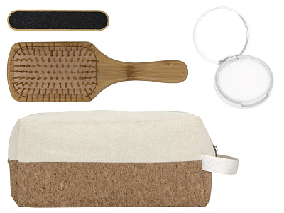 Подарочный набор с расческой, пилкой для ногтей, бальзамом для губ в косметичке (Белый)