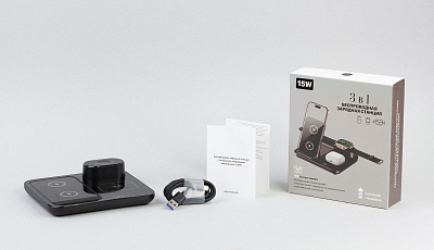 Беспроводная (15W) зарядная станция "Lift" с сенсорным подъёмным механизмом, черный