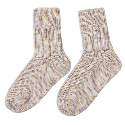 Носки вязаные НАСВЯЗИ© шерсть/акрил (Бежевый)