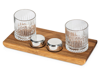 Набор для виски и коктейлей на подставке из дуба Savour (Натуральный, прозрачный, серебристый) Набор для виски и коктейлей на подставке из дуба Savour (Натуральный, прозрачный, серебристый)