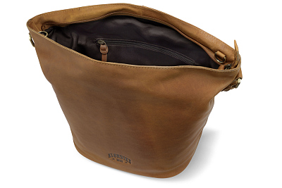 Сумка через плечо KLONDIKE RUSH «Samantha», натуральная кожа в коньячном цвете, 40 х 32,5 х 15,5 см