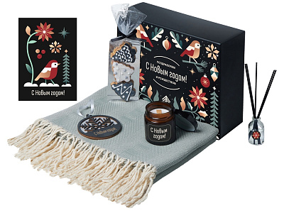 Подарочный набор Re:Still с пледом, свечой и диффузором (Темно-зеленый) Подарочный набор Re:Still с пледом, свечой и диффузором (Темно-зеленый)