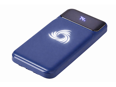 Внешний беспроводной аккумулятор c QC/PD Арти, 10000 мАч (Темно-синий с белой подсветкой)