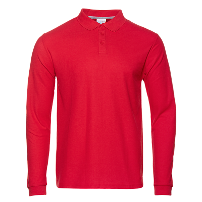Рубашка поло мужская STAN длинный рукав хлопок/полиэстер 185, 104S (Красный)