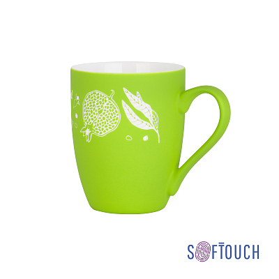Кружка "Trend" с гравировкой по окружности,  покрытие soft touch  (Зеленое яблоко)
