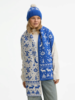 Шарф Holidale, синий с молочным