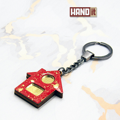 Брелок-обвес Дом (красный с золотом) (Красный с золотом)