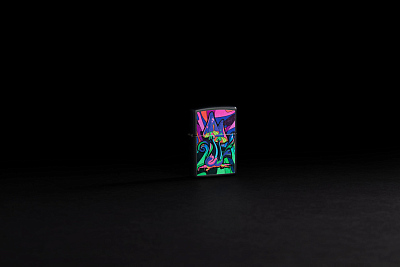 Зажигалка ZIPPO Counter Culture с покрытием Black Light, латунь/сталь, черная,матовая 38x13x57 мм