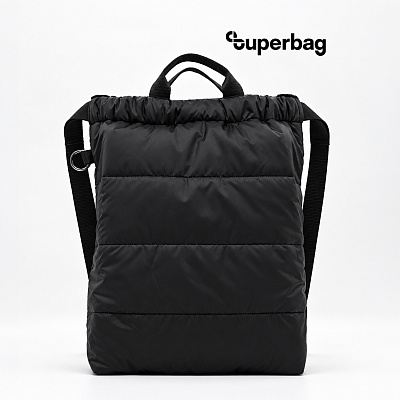 Рюкзак Superbag Bubble, стёганый, с внутренним карманом и креплением (карабин) (черный) (Чёрный)