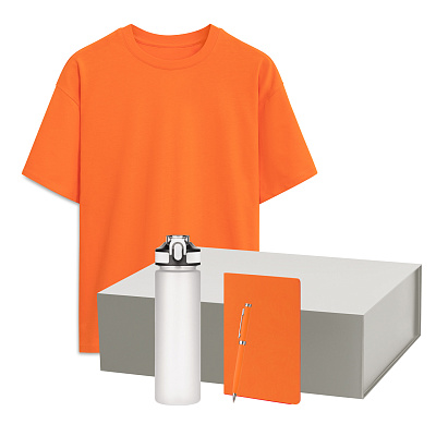 Набор с одеждой RUST NEO (футболка, бутылка, ежедневник, ручка), белый/оранжевый, XL/2XL (Белый, оранжевый)