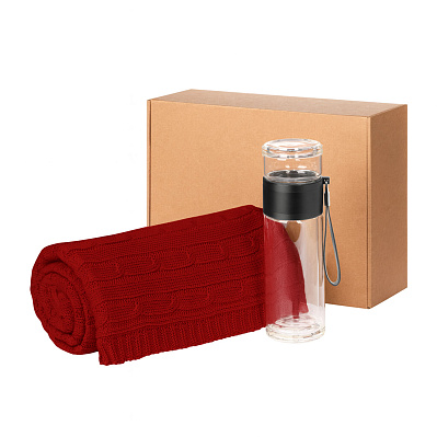 Подарочный набор Terso, Fado  (плед, термобутылка) (Красный)