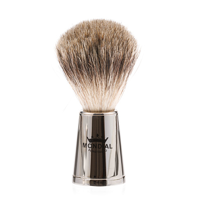 Бритвенный набор Mondial: станок, помазок, чаша, подставка; отполированный никель