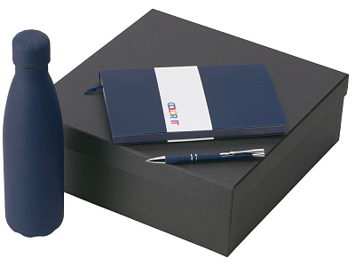 Подарочный набор Color it с блокнотом, металлической ручкой и термобутылкой (Тёмно-синий)