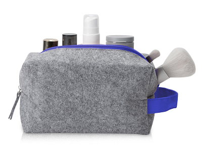 Косметичка из РПЕТ фетра с ручкой Felt (Серый, синий)