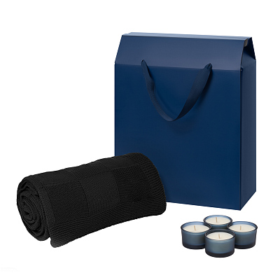 Подарочный набор Sento, Cella  (свечи, плед) (Синий)