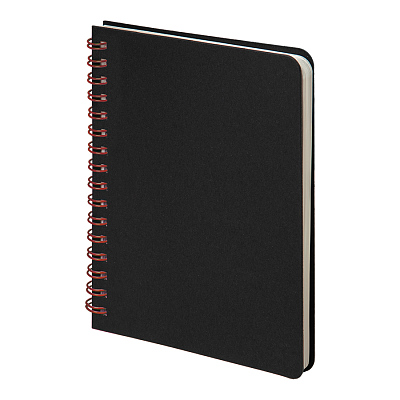 Блокнот на двойной пружине HELIX MINI, 105 х 150  мм, черный с красным, блок в клетку (Черный, красный)