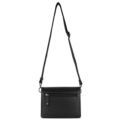 Сумка через плечо женская BUGATTI Elsa, чёрная, воловья кожа/полиэстер, 18,5х8,5х14,5 см