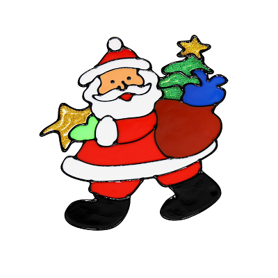 Наклейка на окно (пластиковая) (дед мороз 28*40) (Мультиколор)