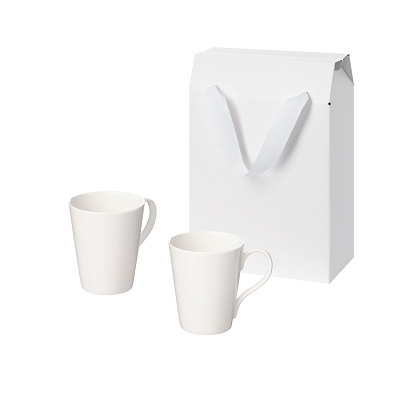 Подарочный набор Vesta в коробке-пакете (две фарфоровых кружки) (Белый)