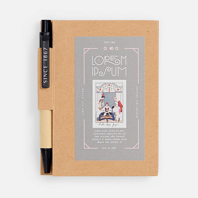 Мини-блокнот Eco Light с ручкой с черными элементами, ver.2