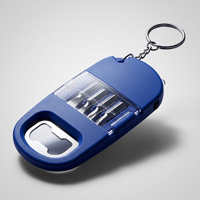 Брелок-открывалка с отвертками и фонариком Uni софт-тач (Синий)