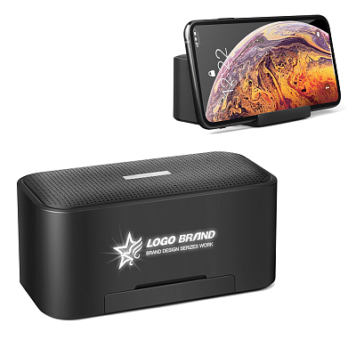 Беспроводная колонка Riffle с подсветкой гравировки, черный (Чёрный)