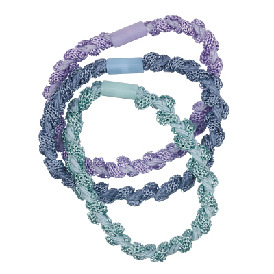 Резинки для волос Dewal Beauty, цвет сиреневый/мятный/серо-синий (3шт.) (Сиреневый, мятный, серо-синий)