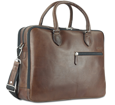 Сумка Mano "Don Valentino", натуральная кожа в коричневом цвете, 41,5 х 31 х 10 см