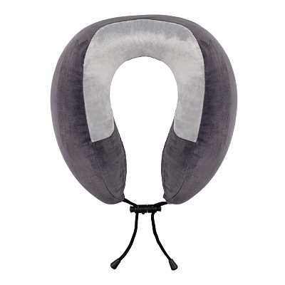 Подушка TORBER, дорожная, с эффектом памяти, тёмно-серая, полиэстер+спандекс, 26 х 27 х 10 см (Серый)