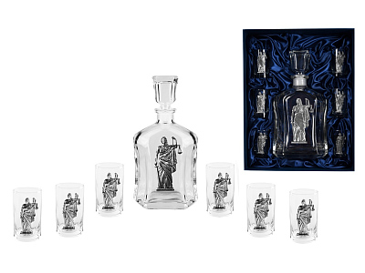 Набор со штофом Юридический (Прозрачный, серебристый)