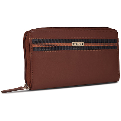 Кошелек Mano "Don Leonardo", с RFID защитой, натуральная кожа в коньячном цвете, 19 х 2 х 10,5 см