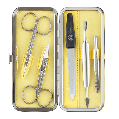 Маникюрный набор GD, 5 пр. Футляр: искусcтвенная кожа, цвет желтый